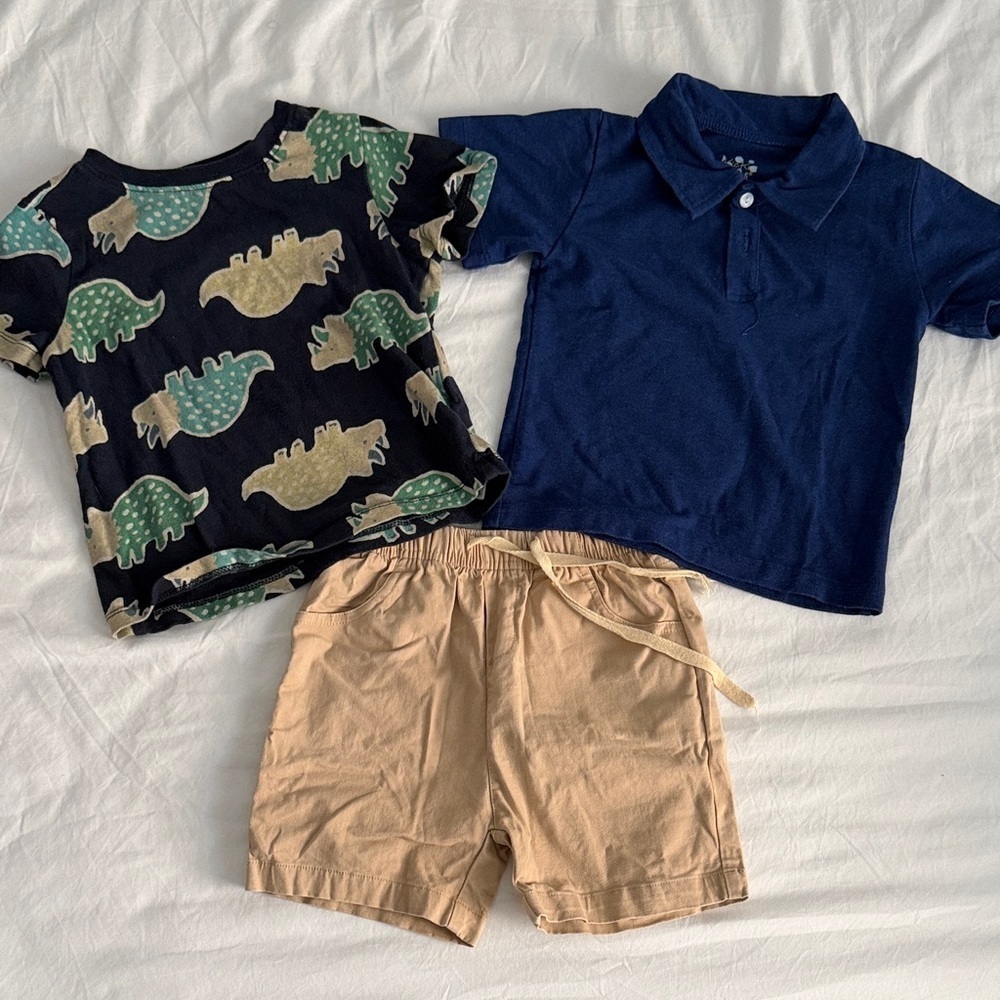 Kids Dinosaur Print Tee and Navy Polo Set